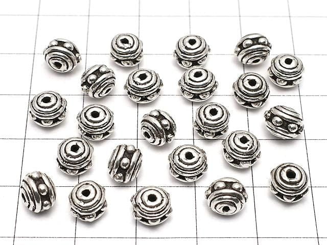 Silver925 Rondelle 7.5x7.5x5mm Oxidized Finish 1pc