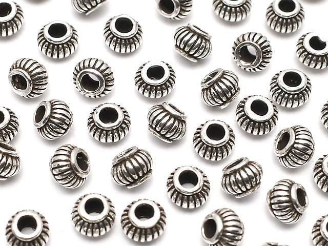 Silver925 Rondelle 3.5x4.5x4.5mm Oxidized Finish 5pcs