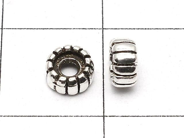 Silver925 Line Carved Rondelle 5x5x2.5mm Oxidized Finish 5pcs