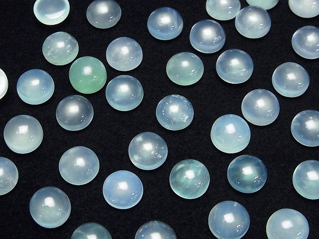 Hochwertiger Peruanischer Blauer Opal AAA- Lose Stein Runde Cabochon 8x8mm 2Stücke