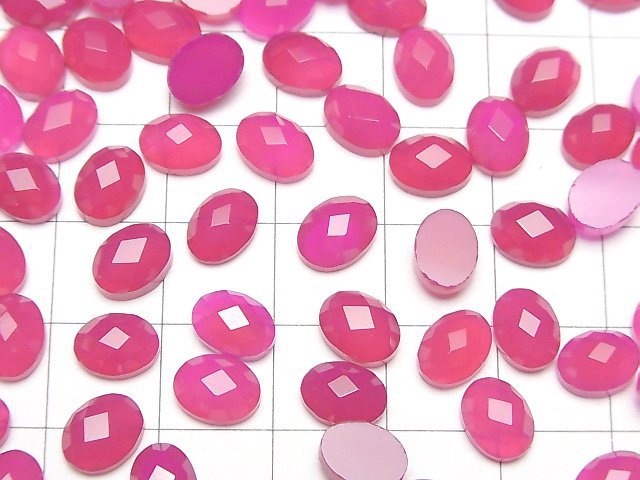 Fuchsia Pink Chalcedon AAA- Oval Facettierte Cabochon 8x6mm 5 Stück