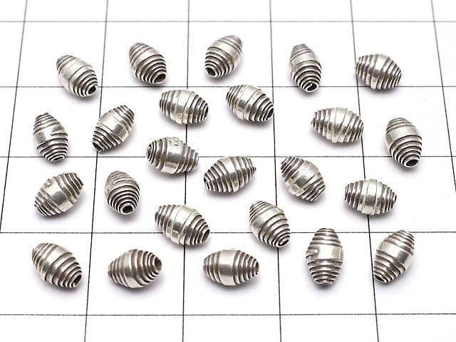Karen Silver Patterned Rondelle 6x4x4mm Oxidized Finish 3pcs