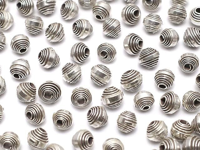 Karen Silver Patterned Rondelle 3.5x3.5x3.5mm Oxidized Finish 5pcs