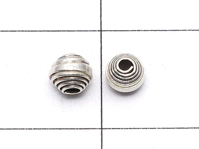 Karen Silver Patterned Rondelle 3.5x3.5x3.5mm Oxidized Finish 5pcs