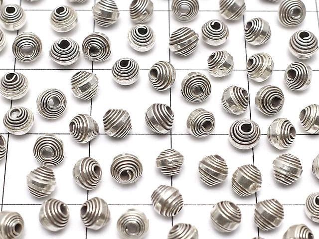 Karen Silver Patterned Rondelle 3.5x4x4mm Oxidized Finish 5pcs