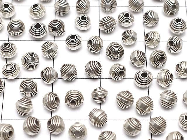 Karen Silver Patterned Rondelle 3.5x3.5x3.5mm Oxidized Finish 5pcs