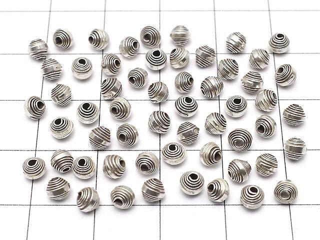 Karen Silver Patterned Rondelle 3.5x4x4mm Oxidized Finish 5pcs