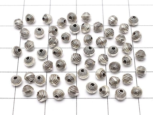 Karen Silver Patterned Rondelle 3.5x3.5x3.5mm Oxidized Finish 5pcs