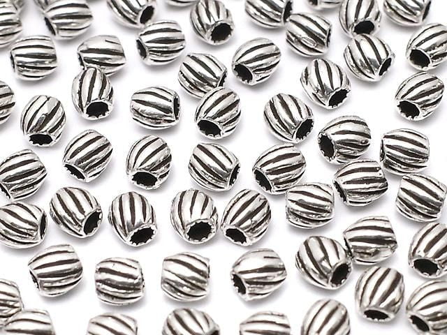 Silver925 Line Carved Rondelle 3.5x3.5x3.5mm Oxidized Finish 5pcs