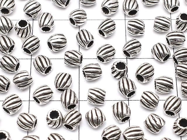 Silver925 Line Carved Rondelle 3.5x3.5x3.5mm Oxidized Finish 5pcs