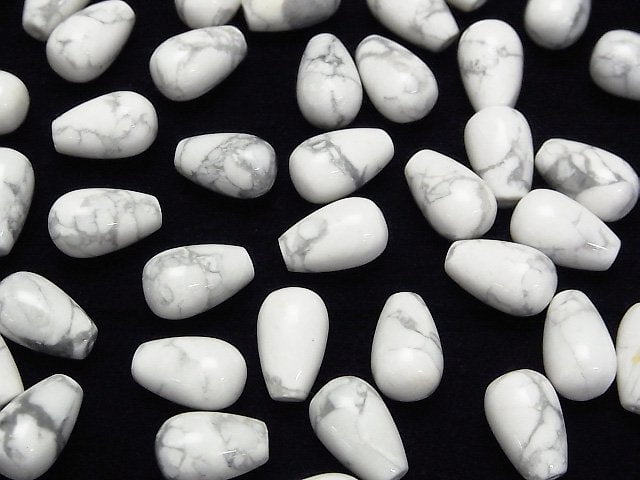 Howlit Magnesit Halb Durchbohrter Tropfen (Glatt) 12x8mm 3 Stück