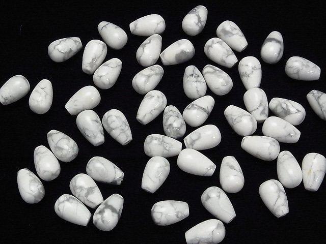 Howlit Magnesit Halb Durchbohrter Tropfen (Glatt) 12x8mm 3 Stück