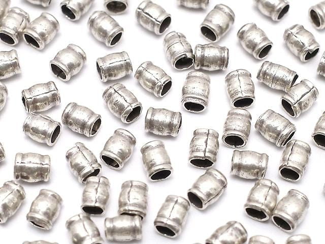 Karen Silver Patterned Rondelle 3.5x3x3mm Oxidized Finish 10pcs