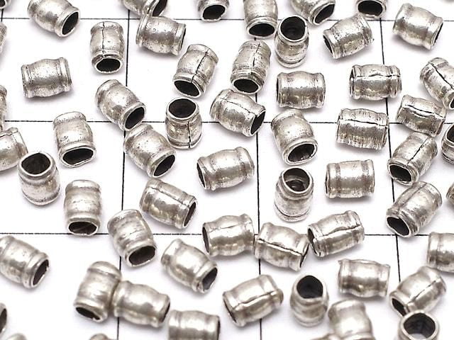 Karen Silver Patterned Rondelle 3.5x3x3mm Oxidized Finish 10pcs