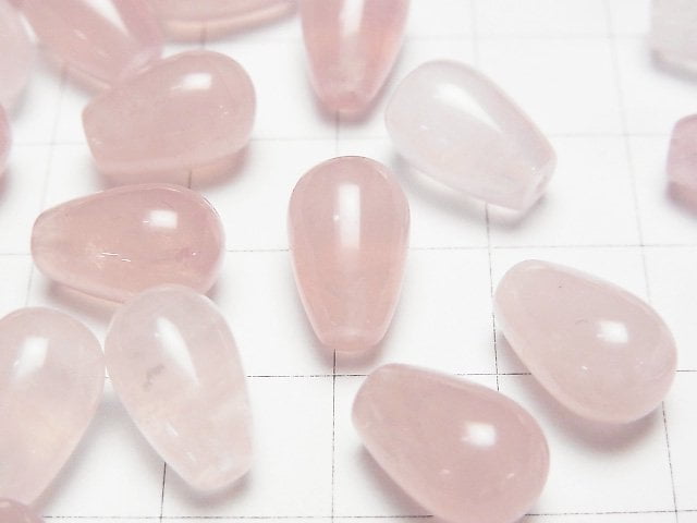 玫瑰石英 AA++ 半孔水滴形(平滑)12x8mm 3個