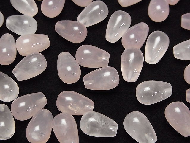 Rosenquarz AA++ Halb Durchbohrter Tropfen (Glatt) 12x8mm 3 Stück