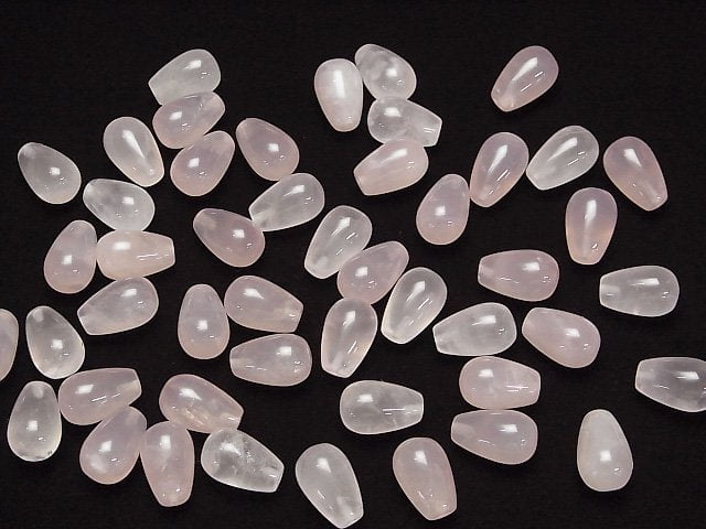 Rosenquarz AA++ Halb Durchbohrter Tropfen (Glatt) 12x8mm 3 Stück