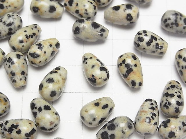 Dalmatiner-Jaspis Halb Durchbohrter Tropfen (Glatt) 12x8mm 3 Stück