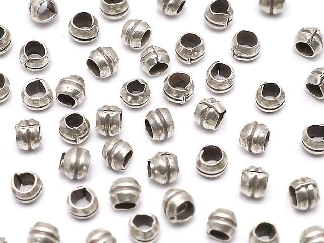 Karen Silver Patterned Rondelle 2x3x3mm Oxidized Finish 10pcs