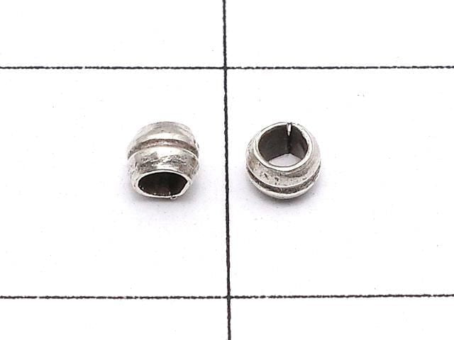 Karen Silver Patterned Rondelle 2x3x3mm Oxidized Finish 10pcs