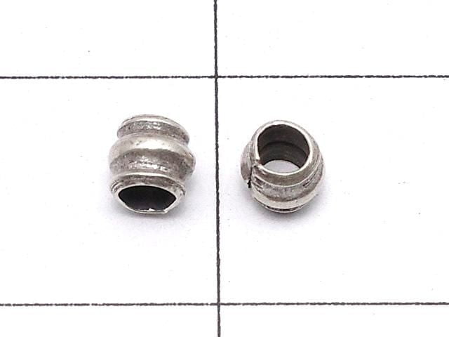 Karen Silver Patterned Rondelle 3x3.5x3.5mm Oxidized Finish 10pcs
