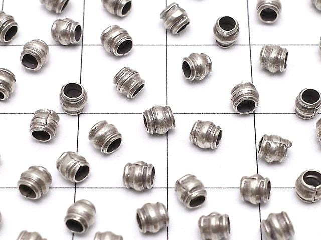 Karen Silver Patterned Rondelle 3x3.5x3.5mm Oxidized Finish 10pcs