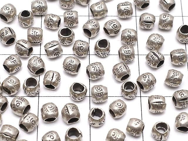 Karen Silber Muster Rondelle 3x3.5x3.5mm Oxidierte Oberfläche 10Stücke