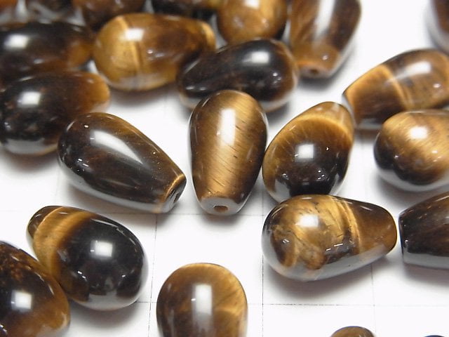 黃虎眼石 AA++ 半孔水滴形 (平滑) 12x8mm 3顆