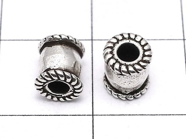 Silver925 Rondelle 6x5x5mm Oxidized Finish 2pcs