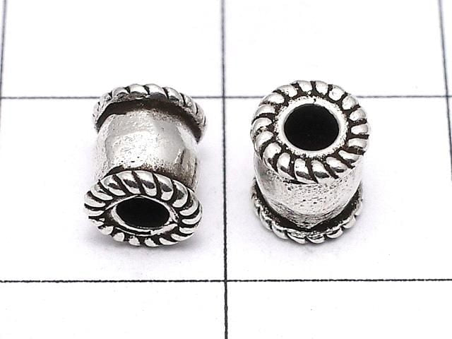 925純銀扁珠 6x5x5毫米 氧化處理 1件