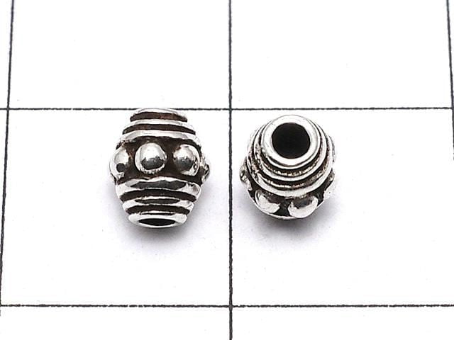 Silver 925 patterned Rondelle 5x5x4.5mm Oxidized Finish 2pcs