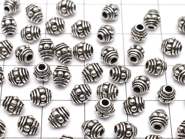 Silver 925 patterned Rondelle 5x5x4.5mm Oxidized Finish 2pcs