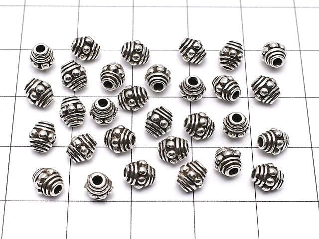 Silver 925 patterned Rondelle 5x5x4.5mm Oxidized Finish 2pcs