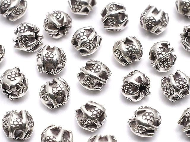 Karen Silver Ornament Rondelle 4.5x4.5x6mm Oxidized Finish 3pcs