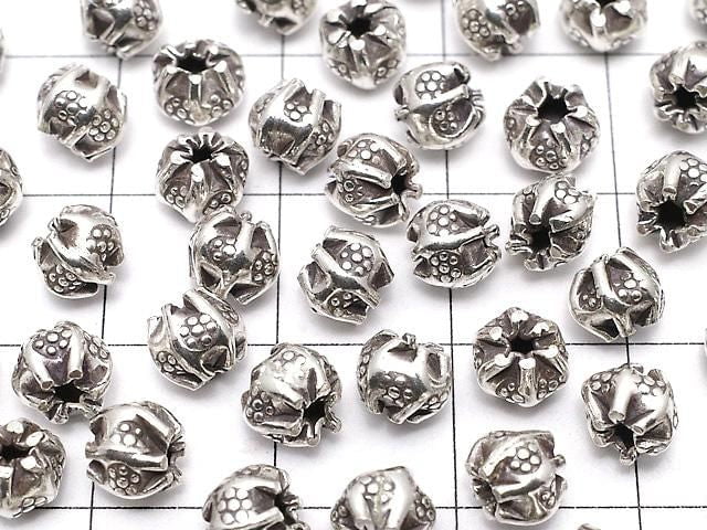 Karen Silver Ornament Rondelle 4.5x4.5x6mm Oxidized Finish 3pcs