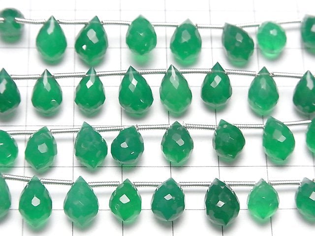 Hochwertiger Grüner Onyx AAA Marquise Reis Facettiert Briolette halb oder 1Strang Perlen (18Stücke)