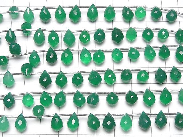Hochwertiger Grüner Onyx AAA Marquise Reis Facettiert Briolette halb oder 1Strang Perlen (18Stücke)