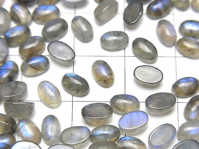 藍拉長石 AA++ 橢圓素面 6x4mm 10顆