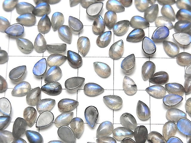 Blauer Labradorit AA++ Tropfenform Cabochon 6x4mm 10 Stück