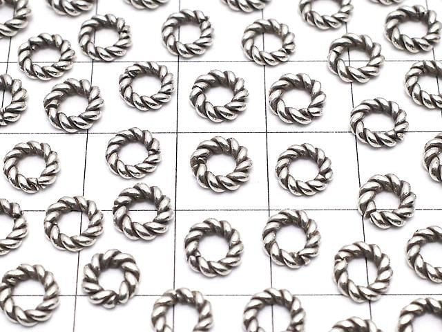 Karen Silver Rope Ring (Open/Close Type) 7mm Oxidized Finish 5pcs