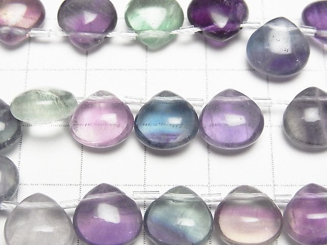 多色螢石 AA++ 栗色 (平滑) 10x10mm 1串珠子 (約7英吋/17公分)