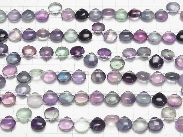 Mehrfarbiger Fluorit AA++ Kastanie (glatt) 10x10mm 1 Strang Perlen (ca. 7 Zoll/17 cm)