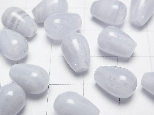 藍紋瑪瑙 AA+ 半孔水滴形 (光滑) 12x8公釐 1顆