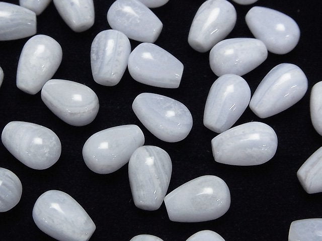 Blauer Spitzenachat AA+ Halb Durchbohrter Tropfen (Glatt) 12x8mm 1 Stück