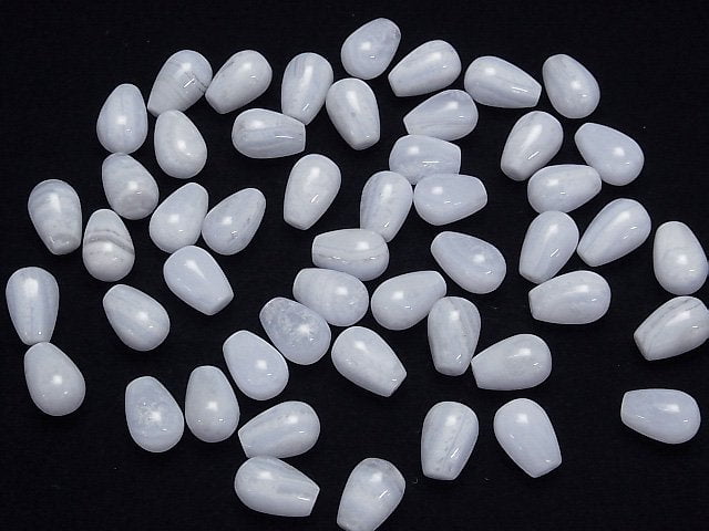 Blauer Spitzenachat AA+ Halb Durchbohrter Tropfen (Glatt) 12x8mm 1 Stück