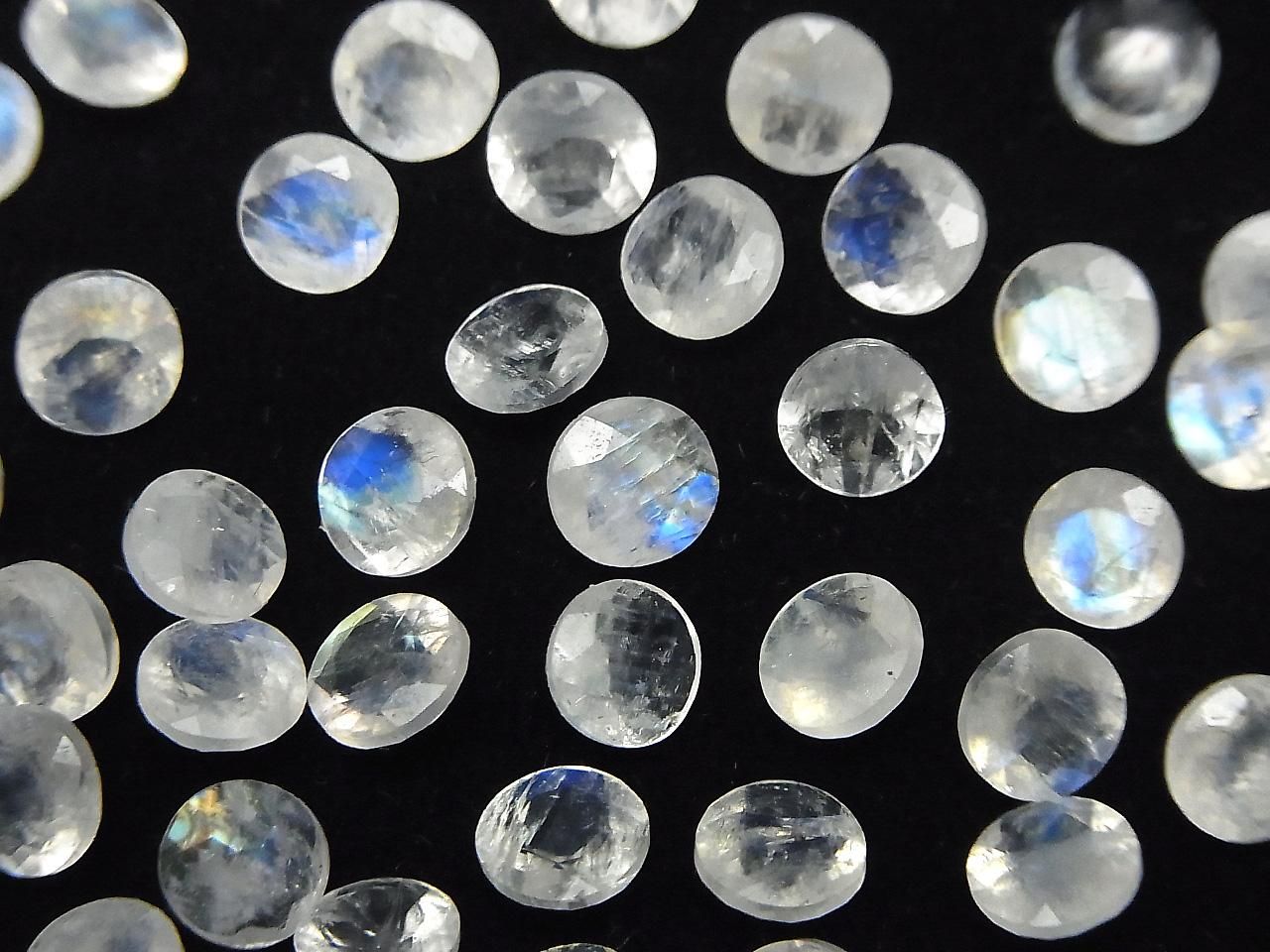 Pierre lune arc-en-ciel AA++ Pierre non montée ronde à facettes 6x6mm 5 pièces