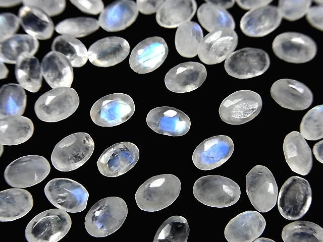 彩虹月光石 AA++ 橢圓刻面裸石 6x4mm 10顆