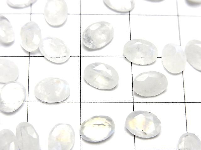 彩虹月光石 AA++ 刻面橢圓形裸石 7x5公釐 10顆