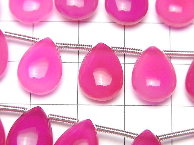 High Quality Fuchsia Pink Chalcedony AAA Pear shape (Smooth) 14x10mm half or 1strand beads (12pcs )