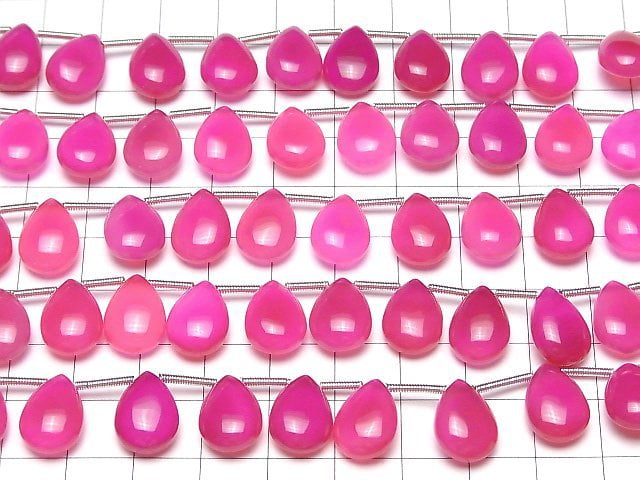 Hochwertiger Fuchsia Pink Chalcedon AAA Birnenform (glatt) 14x10mm halb oder 1 Strang Perlen (12 Stück)